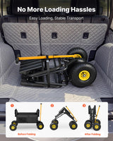 VEVOR Beach Fishing Cart, 300 lbs Load Capacity, Foldable Fishing Cart with Heavy-Duty Carbon Steel Frame, 11-Inch All-Terrain Tires, 8 Rod Holders, Strap, Easy to Clean, for Outdoor Camping Picnic