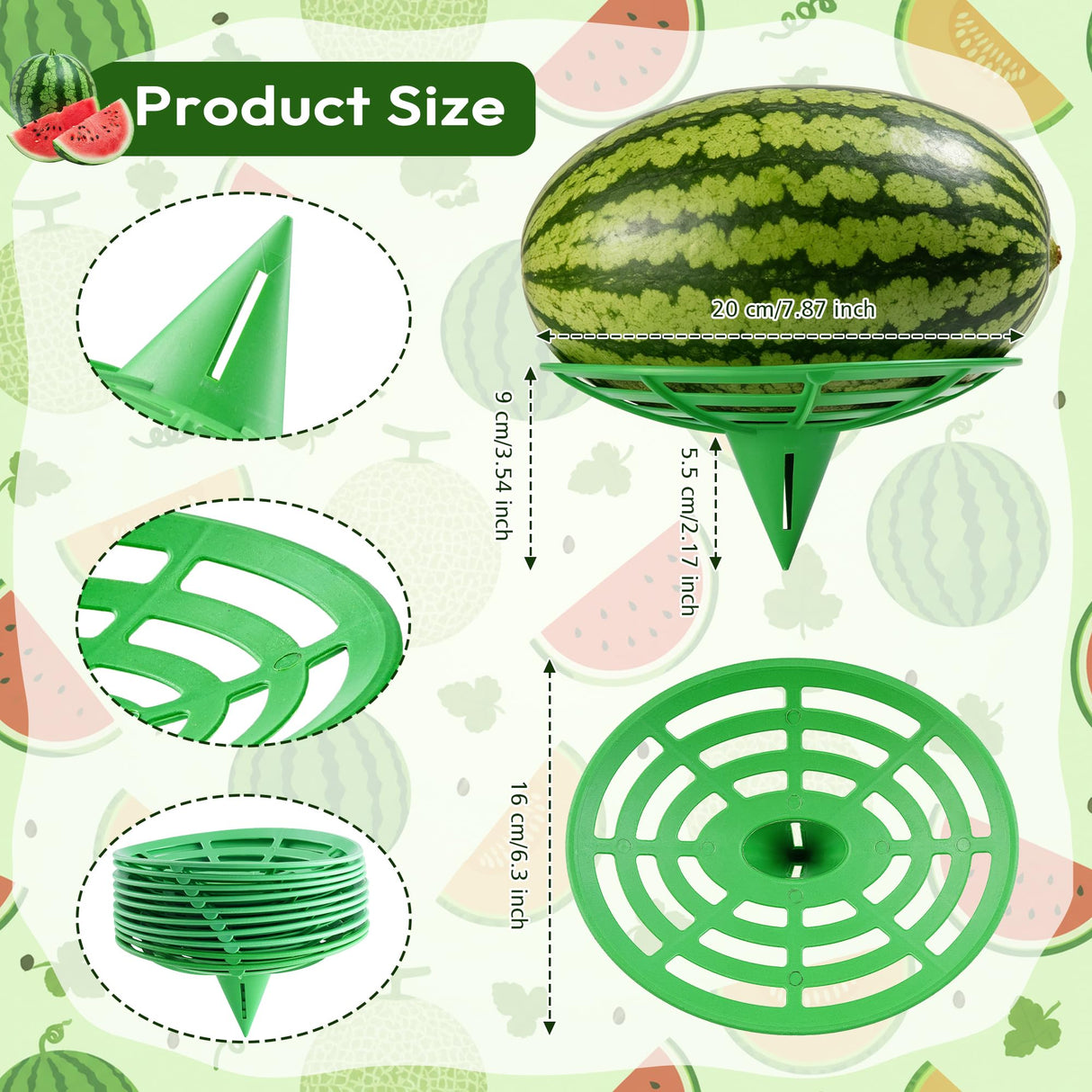 10 Packs Melon Cradles Trellis – Stable Fruit Support Stands to Keep Watermelons, Pumpkins & Cantaloupes Off Soil, Melon Holder Growing Frame Reusable Garden Plant Holders for Raised Beds & Backyard
