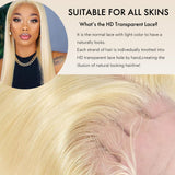 613 Lace Front Wig Human Hair 30 inch Blonde Wig Human Hair 13x4 Straight Lace Front Wig 200 Density Pre-Plucked with Baby Hair HD Lace Frontal Wig for Women Natural Hairline