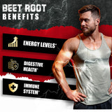Beet Root Capsules - Green Tea, Red Spinach, Ginseng, Black Pepper - 90 Count - Supports Digestive, Immune System, Energy Levels - 3 Month Supply