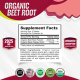 Organic Beet Root Powder Tablets - 2040mg Natural Nitric Oxide Beets to Support, Energy, Black Pepper Better Absorption, Non-GMO, for Men Women, 90 Tablets