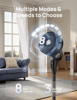 DREO Fan for Bedroom, Standing Oscillating Fan for Whole Room, Quiet Fan