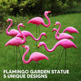 JOYIN 10 Pack Small Yard Flamingos Ornament Stakes, Mini Pink Flamingo Yard Decorations, Mini Lawn Plastic Flamingo Statue with Rubber Coating Metal Legs for Outdoor, Garden, Luau Party Gift (3-10IN)