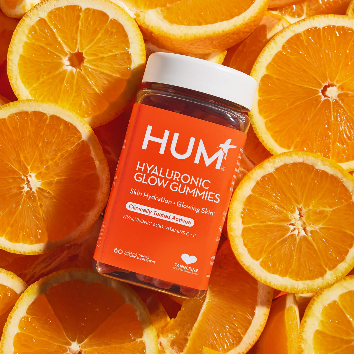 HUM Hyaluronic Glow- Hydrating Skin Supplements for Supporting Collagen Production - Antioxidant-Rich Vitamin C & E for Radiant Glowing Skin - (60-Count)
