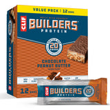 CLIF BUILDERS Protein Bars - Chocolate Peanut Butter Flavor - 20g Plant Based Protein - Gluten Free - Non-GMO - Low Glycemic - No Artificial Sweeteners - Value Pack, 2.4 oz. (12 Count)