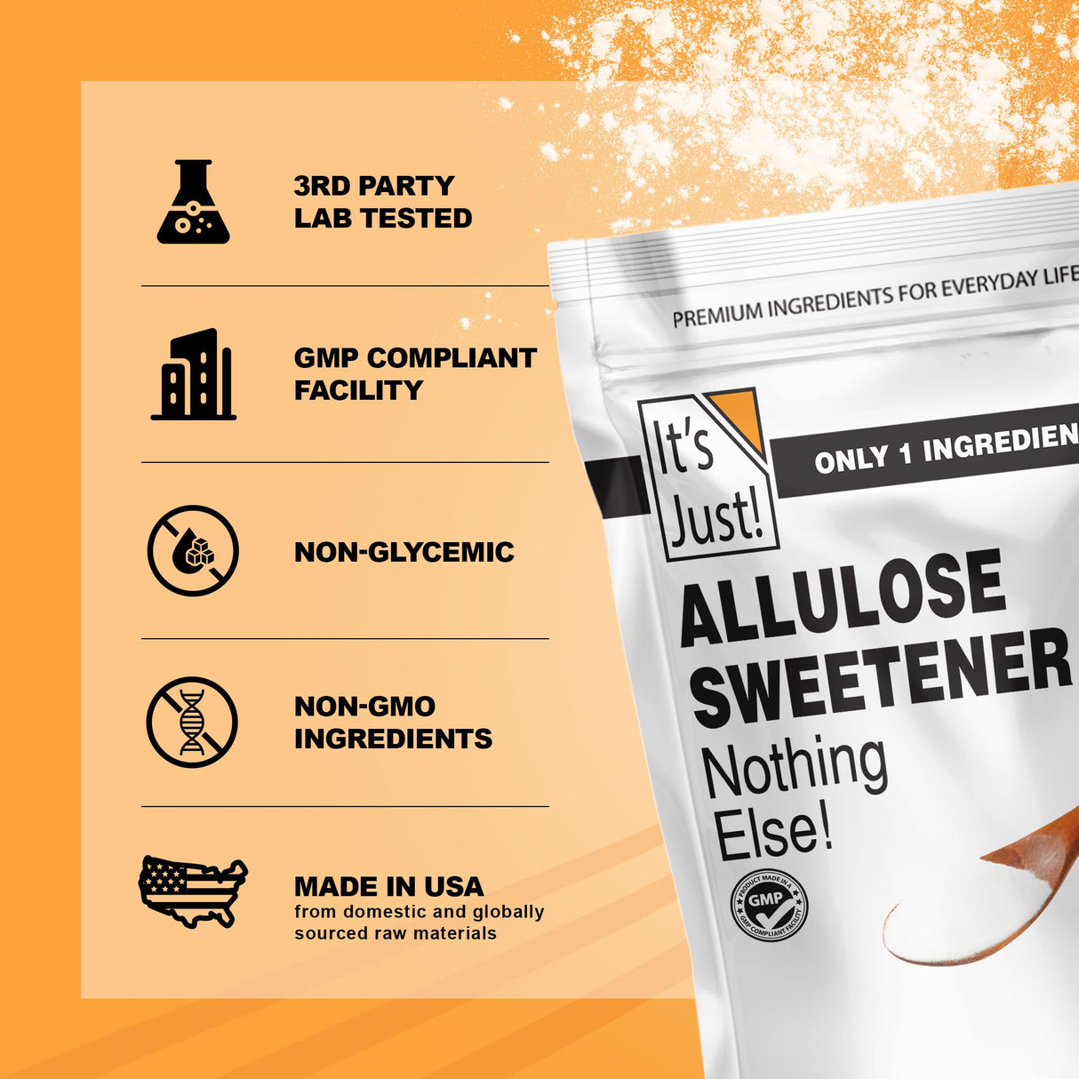It's Just - Allulose, Sugar Substitute, Keto Friendly Sweetener, Non-Glycemic, Non-GMO (11oz)