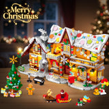 3 Style Christmas Gingerbread House Building Set with Lights - 2025 Christmas Castle Village Building Block Toy with Santa Claus Xmas Tree Train Gifts for Adults Kids Girls Boys Ages 6+ (1477PCS)