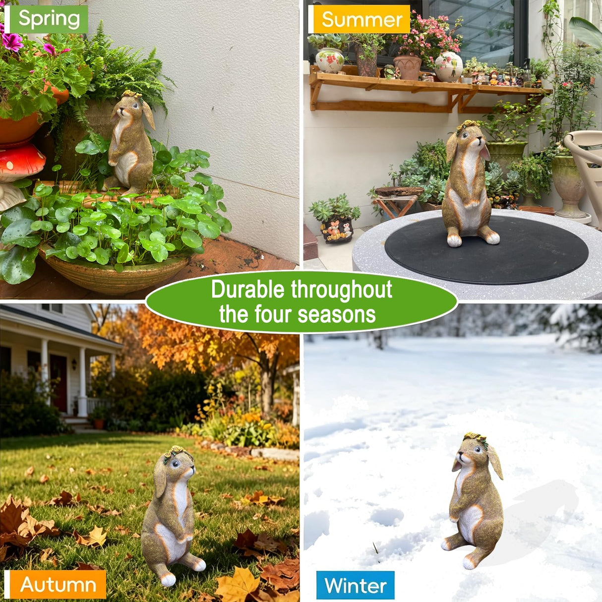 Lonyin Rabbit Garden Statue, Bunny Animal Figurines Indoor Outdoor Statues