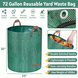 Jesosia Garden Rake for Leaves with Leaf Bag & Gloves - 65 Inch Adjustable 25 Tines Metal Rake Set with 72 Gallon Reusable Yard Waste Bags for Gardening Lawns Outdoor Camping Shrub Grass Bush
