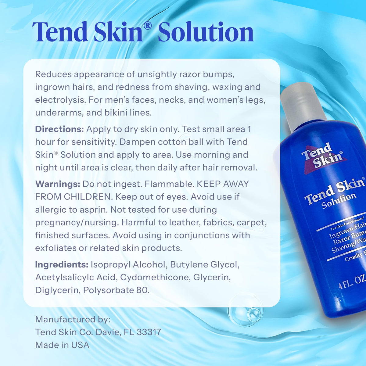 Tend Skin Solution for Razor Bumps and Ingrown Hair, 4 Oz