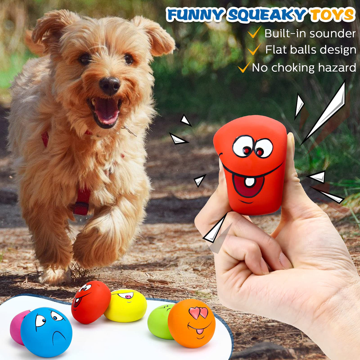 Hungdao 12 Pcs Squeaky Dog Toys, Small Dog Ball Bulk, Rubber Latex, Lively
