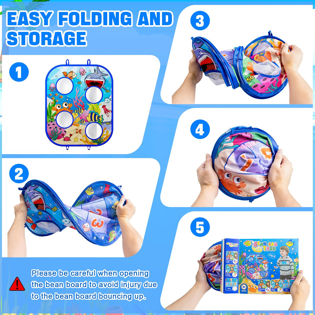 RIEYON 5-in-1Bean Bag Toss Game for Kids, Toddler Toys for Party Games and Outdoor Toss Games, Gift for Birthday or Christmas for Kids Aged 3 4 5 6 7 8 Year Old