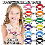 ailixinda 24 Pcs Wrist Band Jingle Bells,12 Colors Band Wrist Bells Ankle Bells,Adjustable Musical Hand Bells Jingle Bell Bracelets for Kids,Rhythm Instrument Percussion Christmas Party Favors