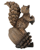 iStatue Handmade Resin Squirrel on Acorn Statue Miniature Garden Figurines – 6.5 Inch Nature-Inspired Woodland Animal Decor for Home, Garden, Patio or Shelf – Rustic Farmhouse Accent (Medium)
