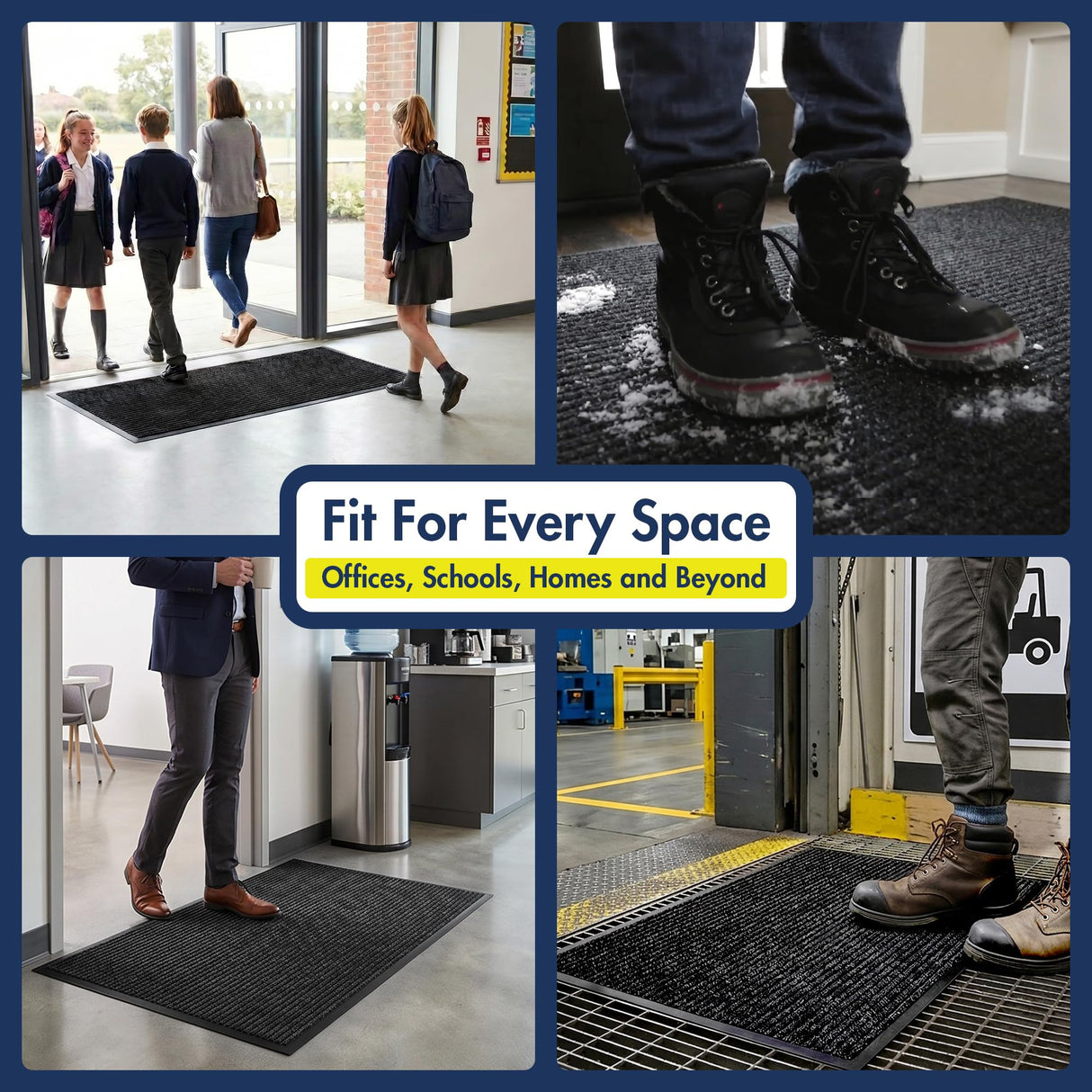 Notrax 109 Industrial Door Mat, 3' x 4' Entrance Mat, Heavy Duty Commercial Rugs for Entryway, Welcome Lobbies, Garage, and Mudroom, Made in the USA, Charcoal Black, Brush Step 109S0034CH