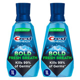 Crest Mouthwash Pro-Health Bold Fresh Breath, 99% Germ Kill, Antigingivitis & Antiplaque, Clean Mint - 1 L (33.8 fl oz), Pack of 2
