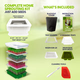 ZESTIGREENS 4-Tier Sprouting Kit - Stackable Seed Sprouter Trays with Drain Spout - Grow Fresh Sprouts at Home - BPA-Free