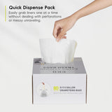 EKO Easy-Dispense Roll 80 Count Extra-Strong Drawstring Tall Kitchen Trash Bag, 8-9.5 Gallon Trash Bag (30.3L-36L) 1 Pack White, Code E