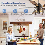 Depuley 42-Inch Ceiling Fans with Lights: Caged Ceiling Fans Dual Finish 5 Blades - Rustic Ceiling Fan with Remote Control for Farmhouse Living Room Outdoor Porch Noiseless (Black Walnut)