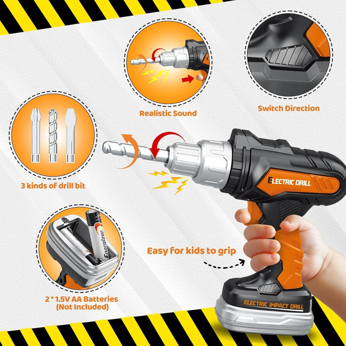 Christmas & Birthday Gifts for Boys Ages 3 4 5 6,Kids Tool Set with Portable Tool Box & Electronic Toy Drill, Toddler Tool Set,Tool Play Toys Construction Tools for Kids