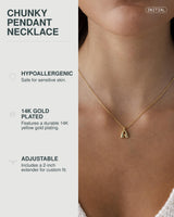PAVOI Chunky Pendant Necklace for Women, 14K Gold Plated, Yellow Gold, A