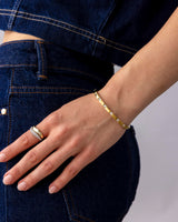 PAVOI Waterproof Thin Love Bracelet for Women - 14K Yellow Gold Plated Dainty Love Bangle with Cubic Zirconia - Stainless Steel Hinge Bracelet Jewelry Gifts - 6.5"
