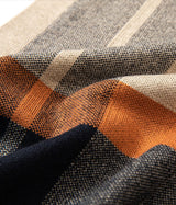 Villand Australian Merino Wool Tartan Knitted Scarf for Men, Plaid Winter Warm Thick Soft Neckwear with Gift Box, 12" W x 70" L (Camel Orange Tartan)