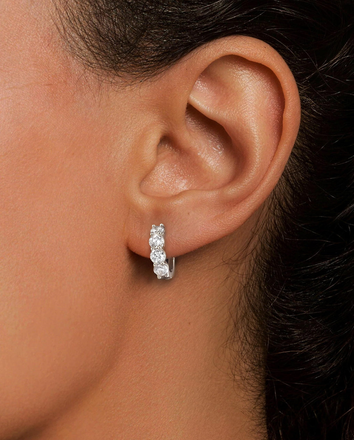ASHINE Hoop Earrings for Women 14kt Gold Plated Small Hypoallergenic Trendy Stainless Steel Huggies Ear Rings Cartilage Piercing CZ Tiny Thick Second Hole Chunky Jewelry Everyday (White Gold,14.5mm)