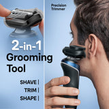 Braun Electric Shaver for Men, Series 6 6120s, Wet & Dry Shave, Turbo & Gentle Shaving Modes, with Precision Trimmer & Pouch, Blue