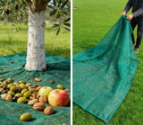 16.5×16.5FT HDPE Square Olive Harvest Net with Center Drawstring Opening,Heavy Duty Reusable Collection Net with Hoop and Loop Side & 4 Ground Stakes for Yard and Orchard
