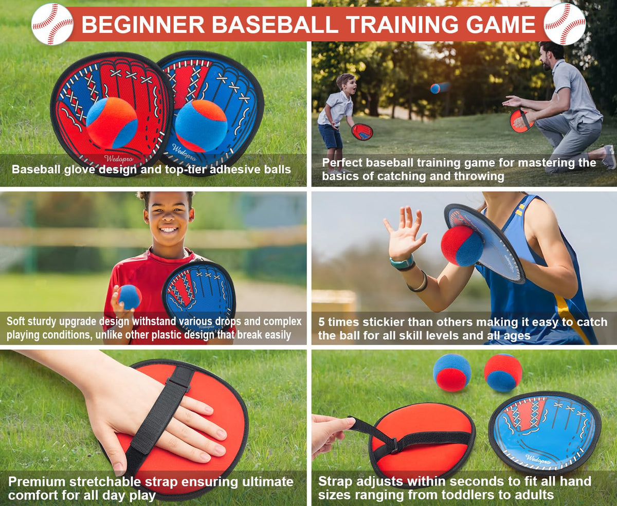Toss and Catch Ball Game for Kids Ages 3-8 Boys Girls - 4 Paddles & 4 Balls