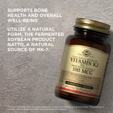 Solgar Naturally Sourced Vitamin K2 (MK-7) 100 mcg - 50 Vegetable Capsules, Pack of 2 - Whole Food Source from Natto Extract - Non-GMO, Gluten Free - 100 Total Servings