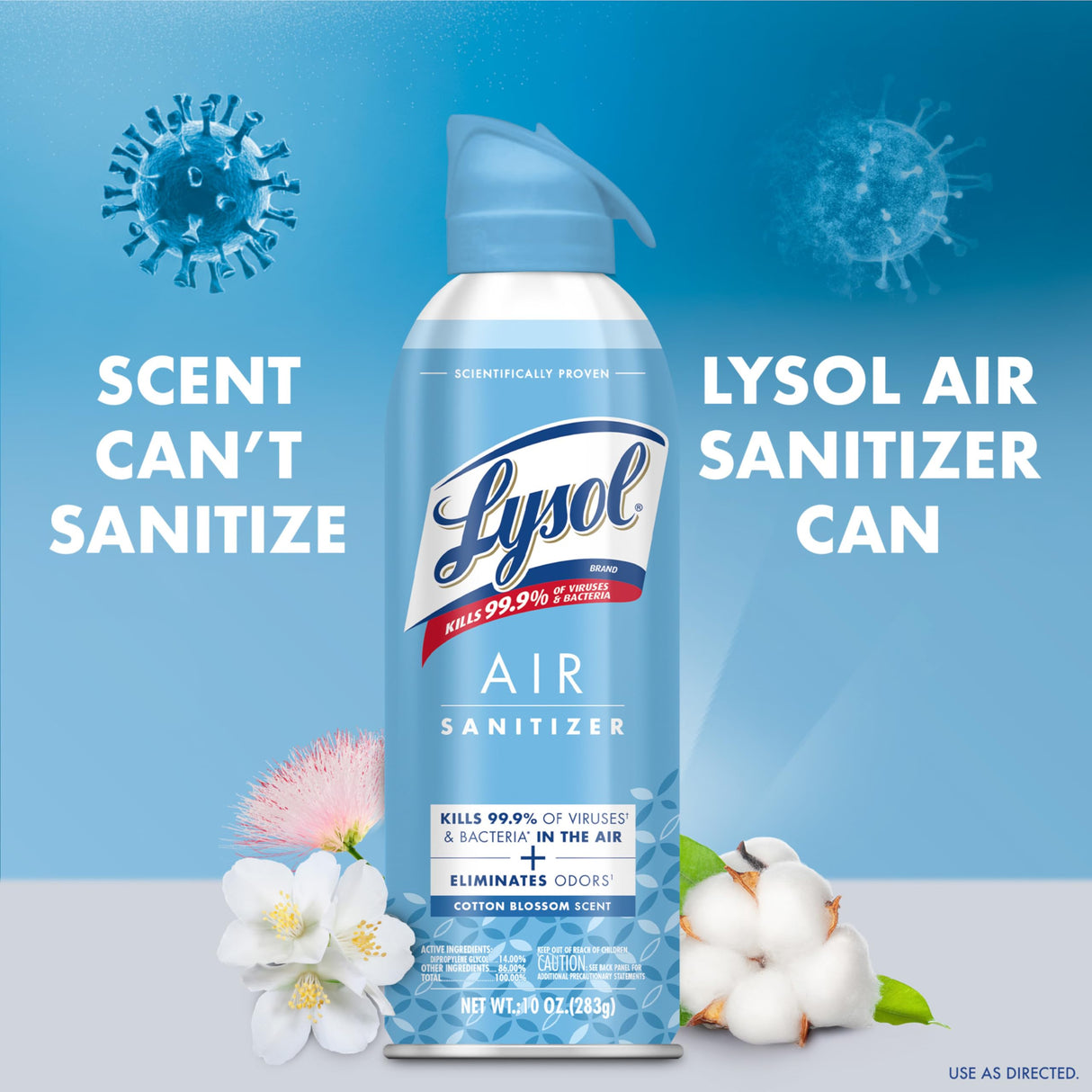 Lysol Air Sanitizer Spray with Odor Eliminator for Home & Office, Sanitizing Spray, Air Freshener Alternative, Cotton Blossom Scent, 10 oz (Pack of 3)