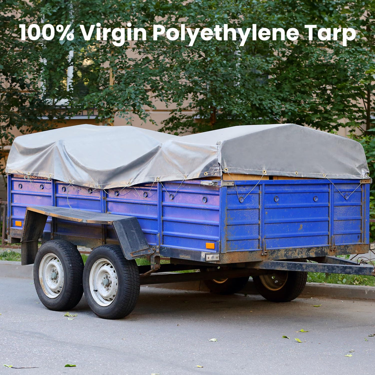 Sunvigor Tarp Waterproof 8x10Ft, Heavy Duty Tarp Cover Extra Thick 14 Mil Tear and UV Resistant, Outdoor Tarps with Grommets and Reinforced Edges for Roof, Camping, Patio, Pool, Boat (Silver/Brown)