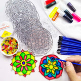 AUEKIV 30 Sets Suncatcher Kit Mandala Suncatchers Window Art Paint Sun Catcher DIY Craft Kits Flower Suncatcher Kit for Summer Decoration Home Activity Art Project Birthday Party Favors