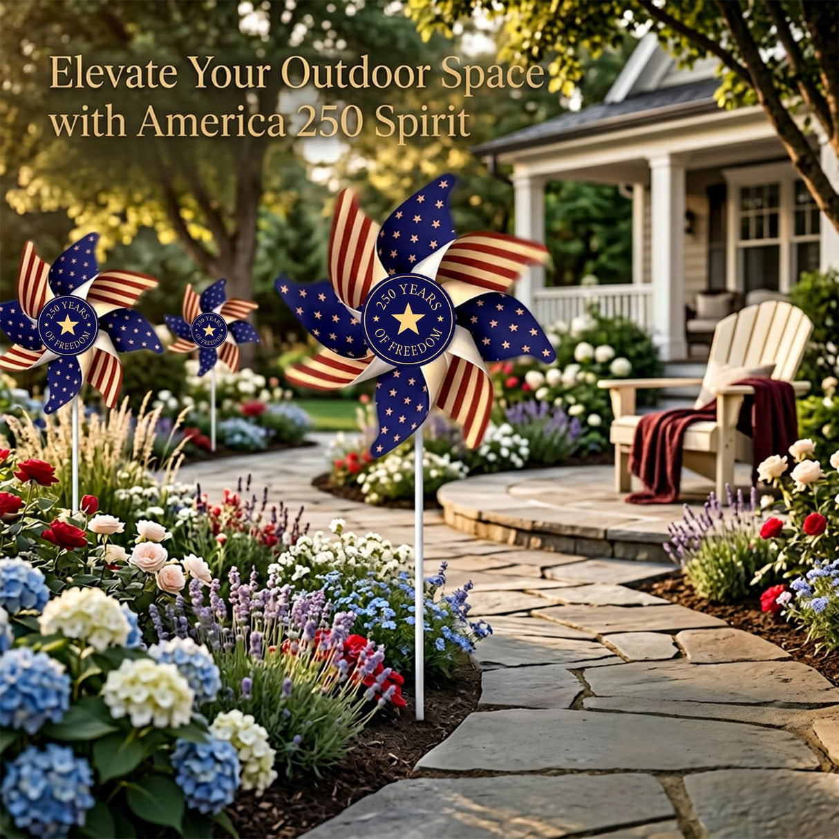 250th Anniversary USA Freedom Wind Spinners, Patriotic Pinwheels Red White Blue Decor for 4th of July Memorial Day Yard Lawn Parade Party, 12Pcs America 250 Decorations 1776-2026