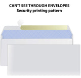 #10 Envelopes Letter Size Self Seal | 500 Business Mailing Security Peel and Sealing Envelope | 100% Tinted | no 10 White Windowless Legal Regular Plain Envelops Pack | 4-1/8 x 9-1/2 Inches | 24 LB