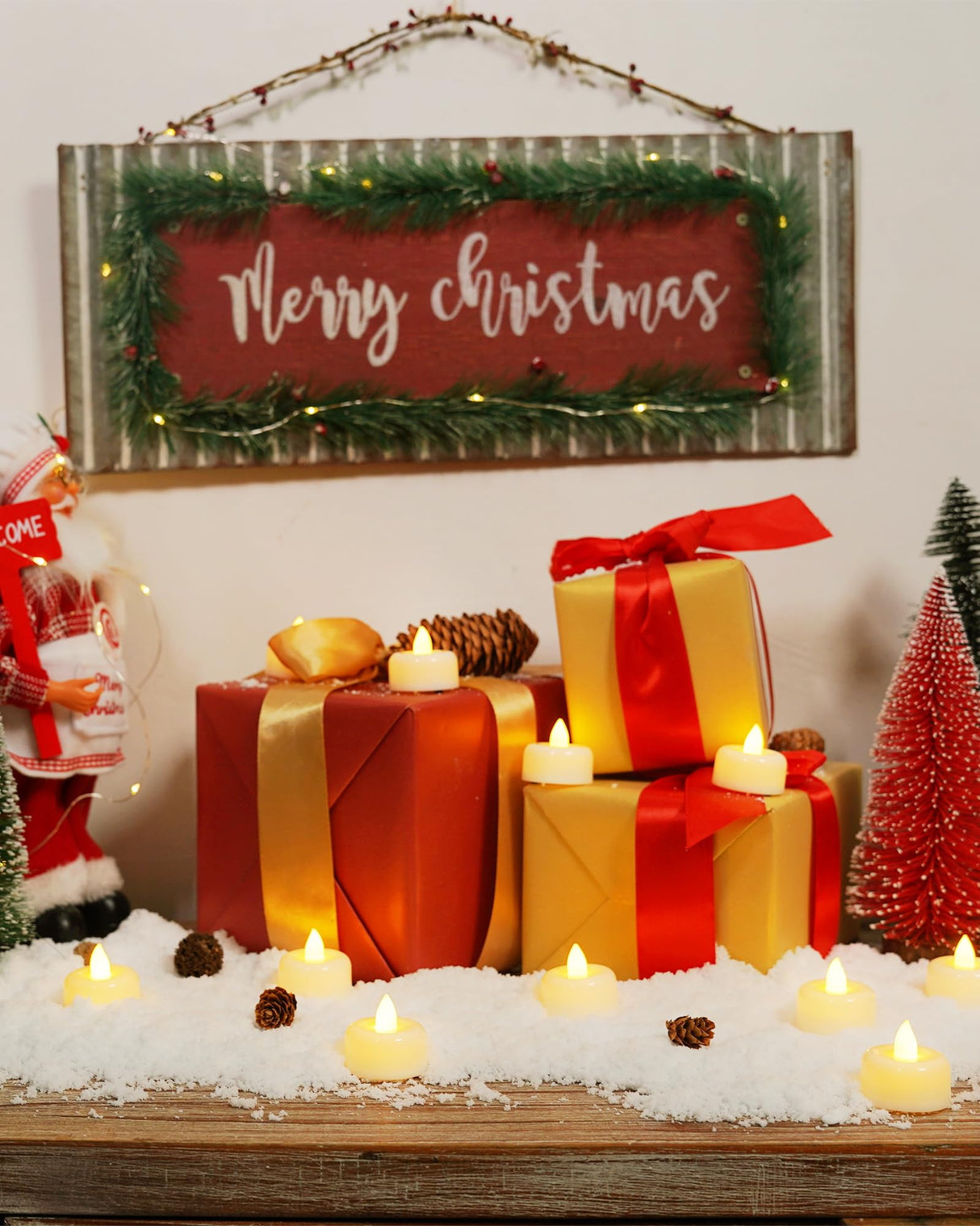 Raycare 100Pack Battery Operated Tea Lights Candles, Long Lasting Fake Candles, Flameless LED Tea Lights, Electric Candle for Wedding, Centerpieces, Home Decor, Halloween, Christmas