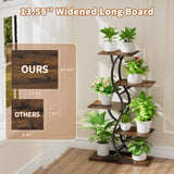 Plant Stand Indoor with Grow Lights - 5 Tiered Corner Plant Shelves (Brown)