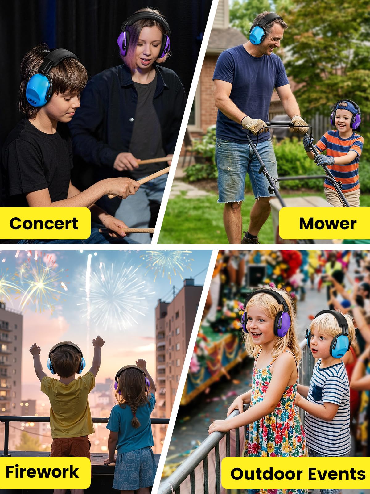 Dr.meter Noise Cancelling Headphones for Kids Adults 2 PACK, SNR27.4 Ear Protection Kids Ear Muffs, Adjustable Earmuffs for Monster Jams, Sensory Autism, Concerts, Fireworks