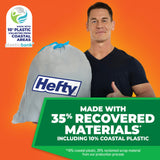 Hefty Ultra Strong 13 Gallon Trash Bags, Tall Kitchen Trash Bags Made with Recovered Materials, Including Coastal Plastic, Drawstring, Resists Leaks and Punctures, Gray, Seaside Breeze Scent, 80 Bags