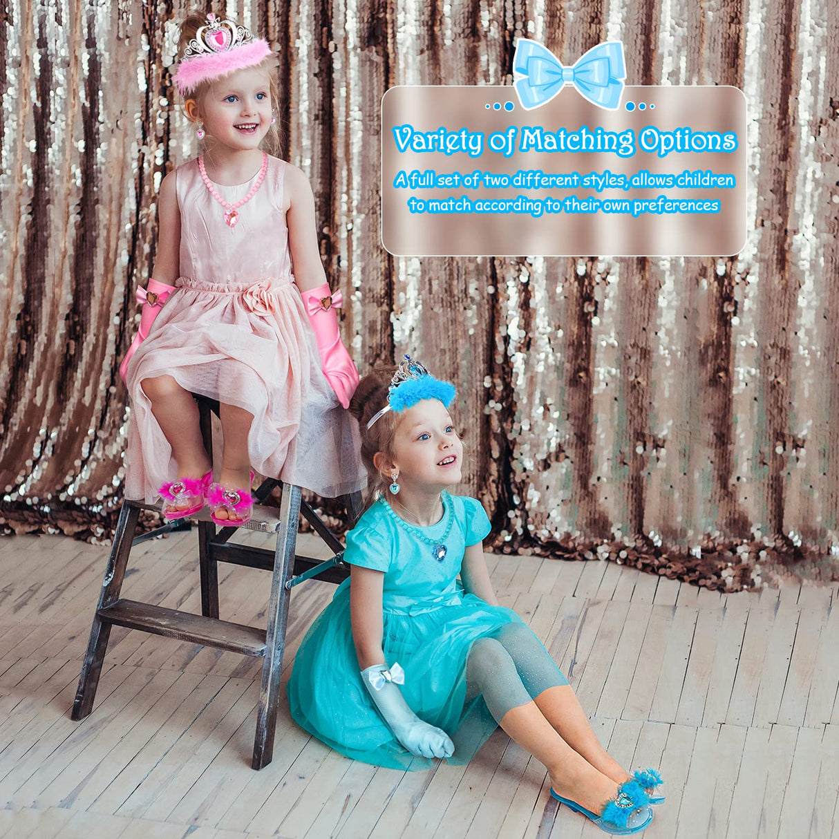 DISHIO Girls Princess Dress Up Shoes and Jewelry Boutique
