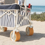 DEER LAND Beach Wagon for Sand with 6.7" Fat Tires, Collapsible Beach Cart