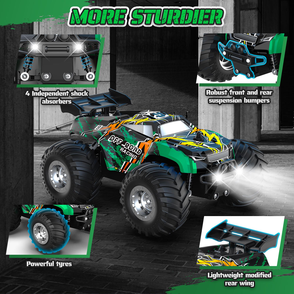 Barlisam Remote Control Car Sturdy All-Terrain RC Truck for Kids Christmas