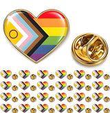25/50/100/200 pieces heart new Progress Pride Pins LGBTQ Inclusive Progressive rainbow pride flag Lapel Pin for Clothes backpack hat Decoration Souvenir gift badge bulk (50)