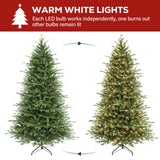 Hykolity 7.5 ft Prelit Artificial Christmas Tree, 2933 PE&PVC Branch Tips, 450 Warm White LED Lights, Metal Stand and Hinged Branches