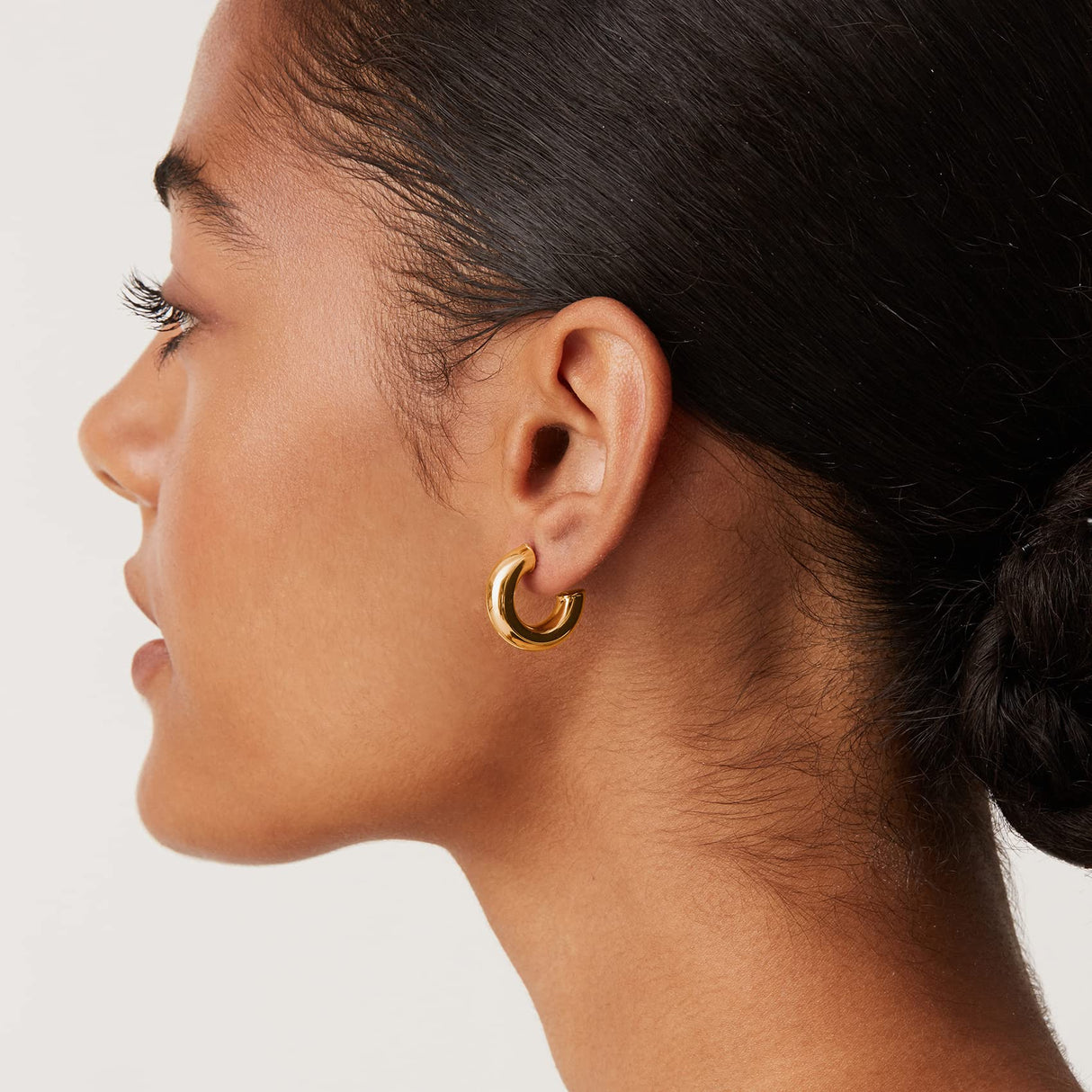 PAVOI Chunky Open Hoop Earrings, 14K Gold Plated, Two Tone Gold, Size 20