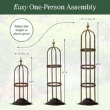Evergreen 5 ft Garden Trellis for Climbing Plants Vines, Jasmine & Flowers, Rustproof Metal Obelisk Trellises, Outdoor & Indoor Plant Support for Potted Planters (Bronze)