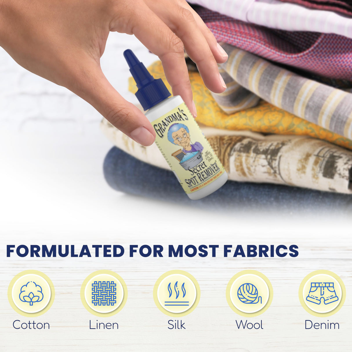 Grandma's Secret Spot Remover - Chlorine, Bleach, and Toxin-Free Stain Remover - Stain Remover for Clothes - Fabric Stain Remover Removes Oil, Paint, Blood and Pet Stains -3 Pack of 2 Ounce