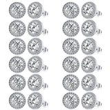 Bonuci 12 Pairs 15 mm Dance Competition Earrings Rhinestone Studs Round Earring Bulk Silver Jewelry Women Performance Wedding(Ear Stud)